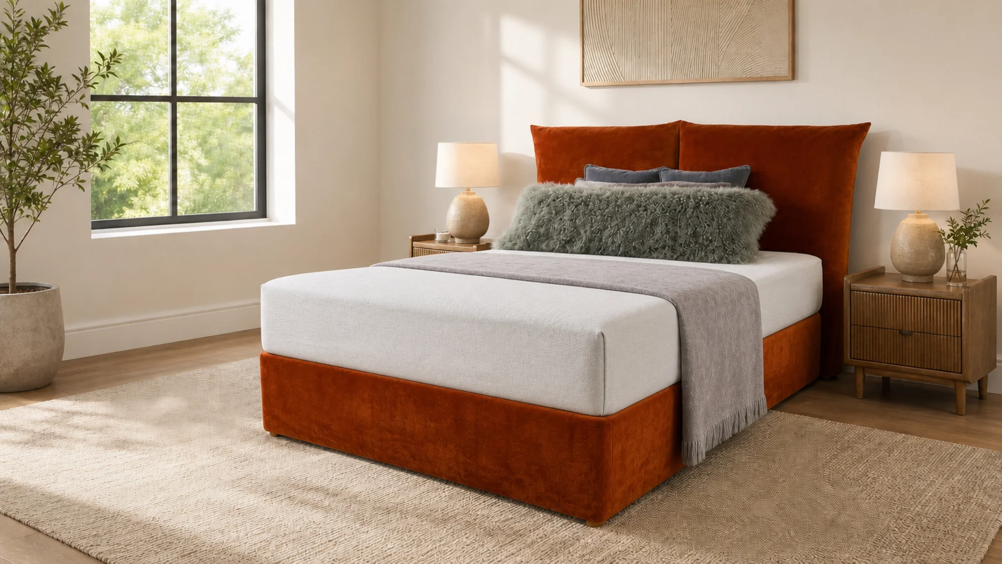 Double Cushion 4’6 Electric Storage Medici Orange Quick Ship - Image 3