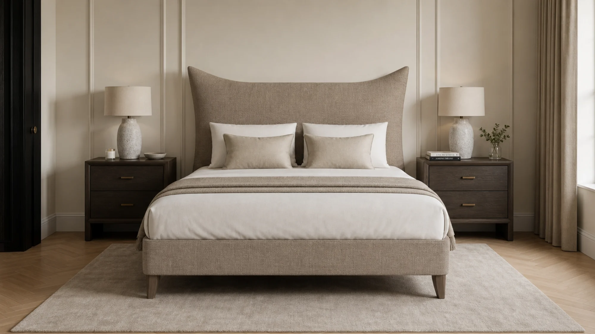 Snorer Pillow Back 5'0 King Bed frame Aston Latte Quick Ship